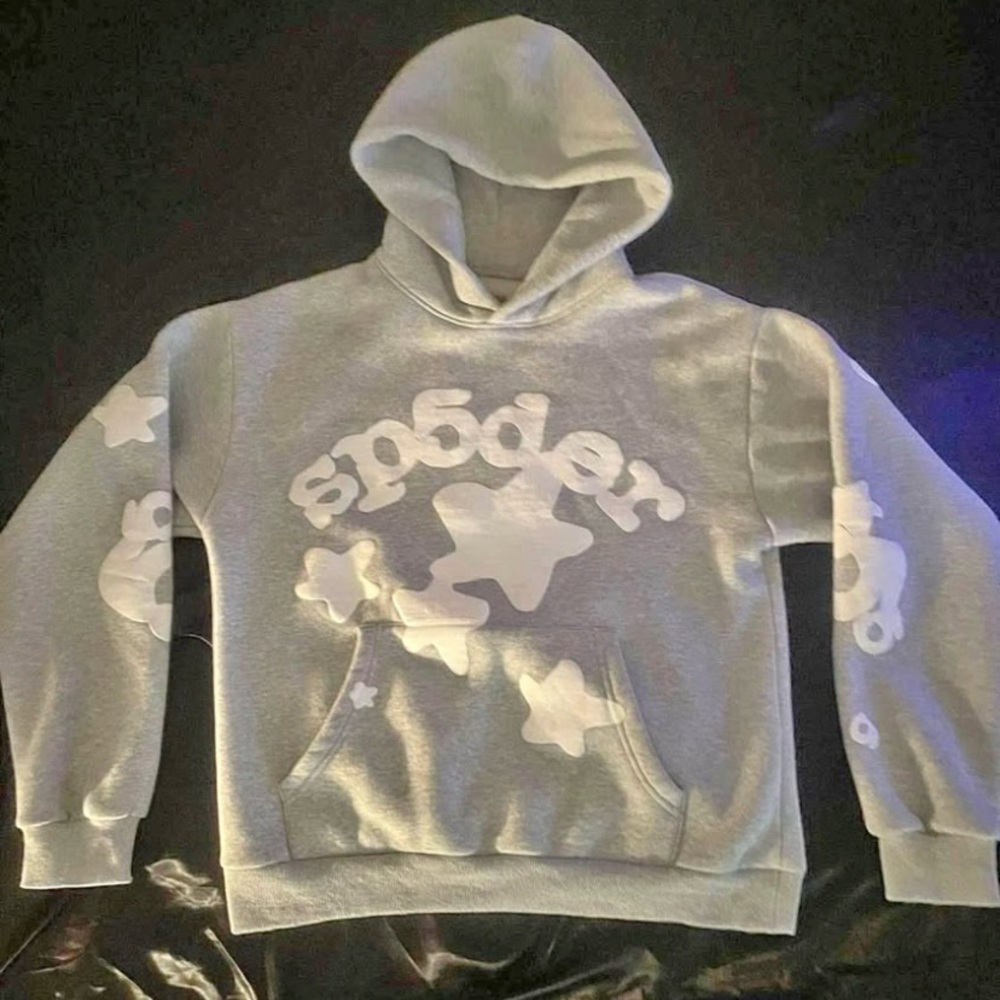Gray Hoodie with White Star Design